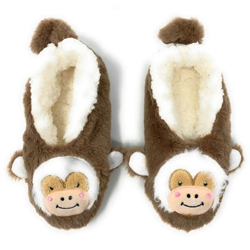 Ivy Stone-Ooh Geez! Slippers Let's Monkey Around Plush Fuzzy Monkey Footie Slipper Socks *
